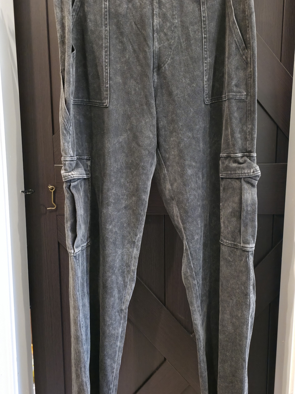 NWT Halara Cargo Jeans XL Tall Gray Stretch Straight Leg